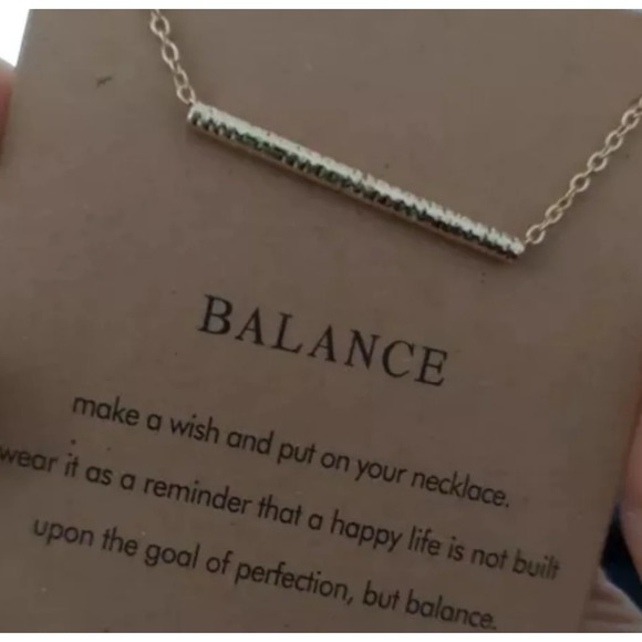 NEW Balance Bar Necklace‎ Gold Minimalist Pendant Delicate Chain Jewelry Gift - Picture 13 of 14